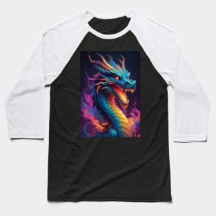 Fierce Dragon Head and Neck with Colour Designs Baseball T-Shirt